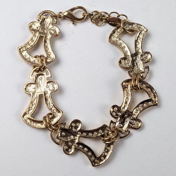 Pearl Accented Gold-tone Link Bracelet - Picture 5 of 6